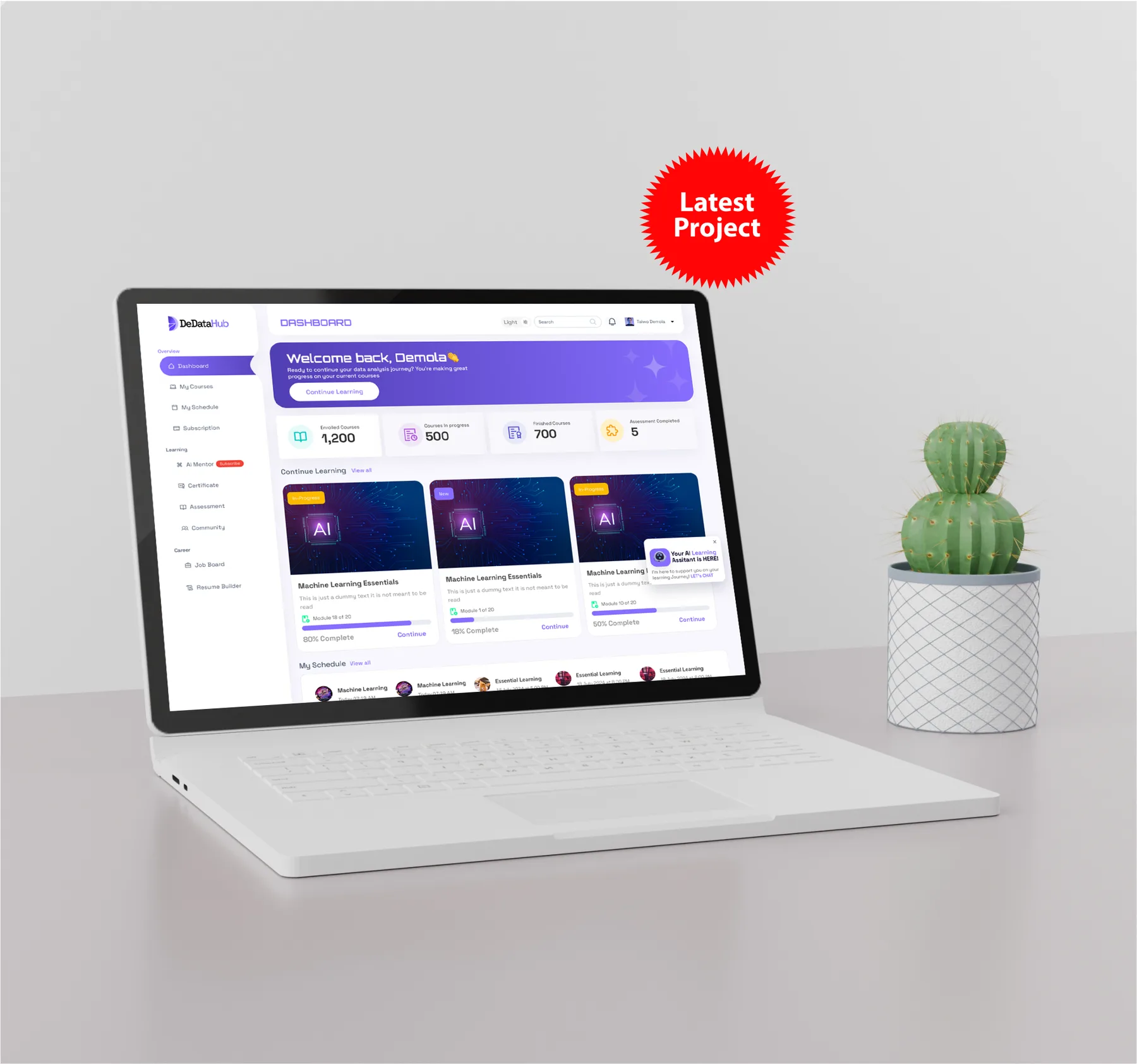 DeDataHub LMS: UI/UX · Learning platform · Live