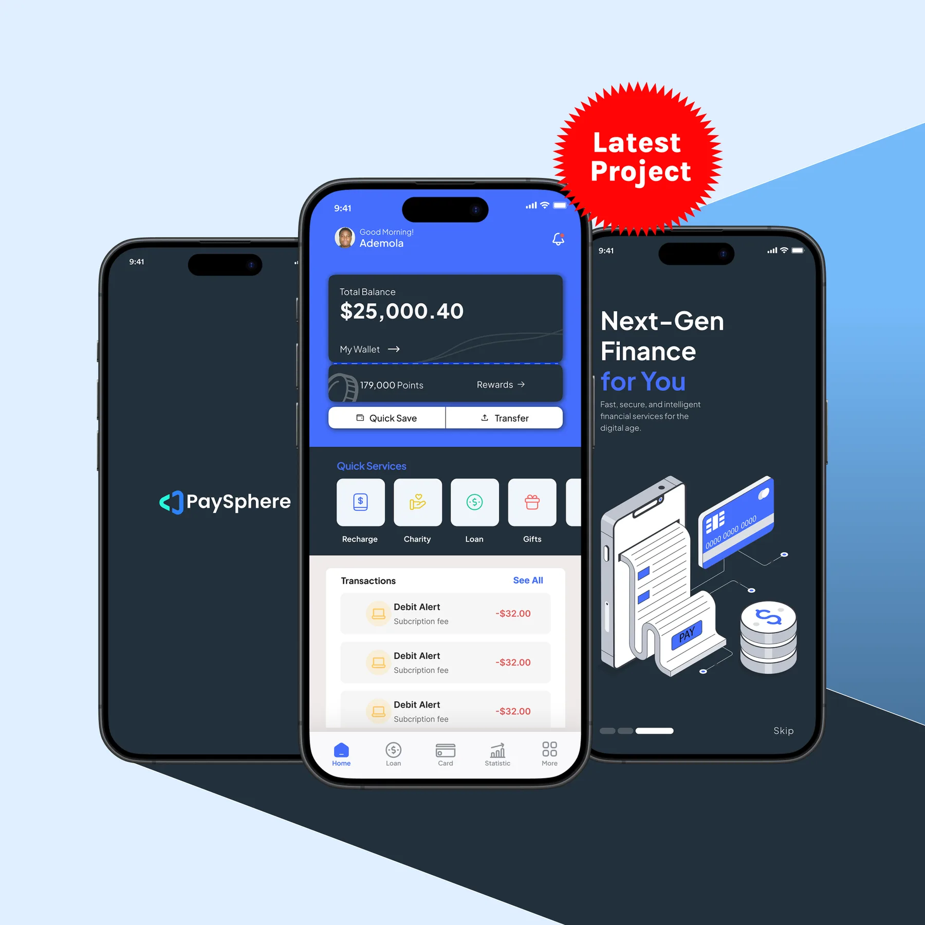 PaySphere: UI/UX · Fintech app · In development